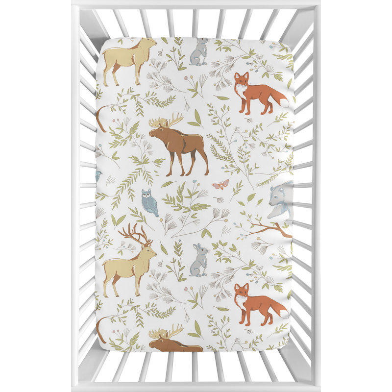 Woodland Toile Mini Fitted Crib Sheet